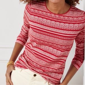 Talbots Pima Crew Neck Tee Fair Isle 2X